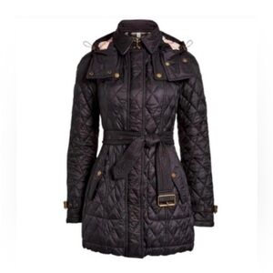 Burberry Black Quilted Trench Coat size small
